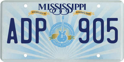 MS license plate ADP905