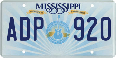 MS license plate ADP920