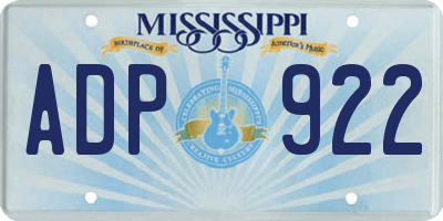MS license plate ADP922