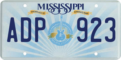 MS license plate ADP923