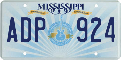 MS license plate ADP924