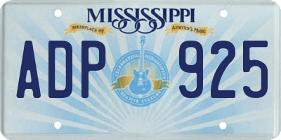 MS license plate ADP925