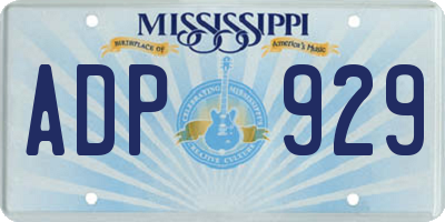 MS license plate ADP929