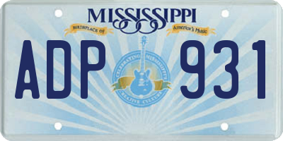 MS license plate ADP931