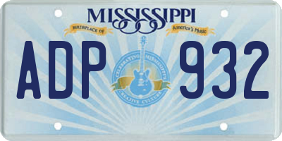 MS license plate ADP932