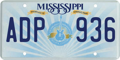 MS license plate ADP936