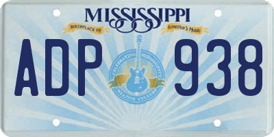 MS license plate ADP938