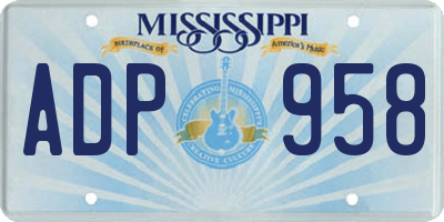 MS license plate ADP958