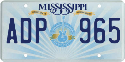 MS license plate ADP965
