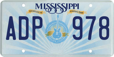MS license plate ADP978