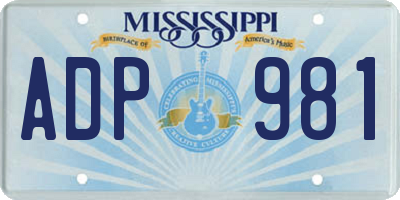 MS license plate ADP981