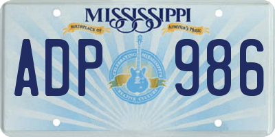 MS license plate ADP986