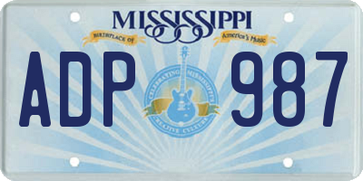 MS license plate ADP987