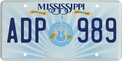 MS license plate ADP989