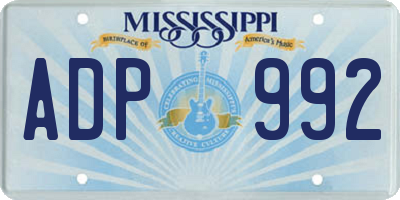 MS license plate ADP992