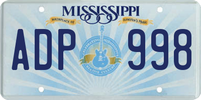 MS license plate ADP998