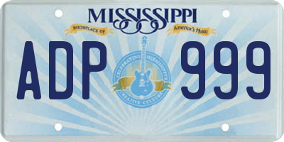 MS license plate ADP999