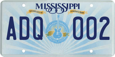 MS license plate ADQ002