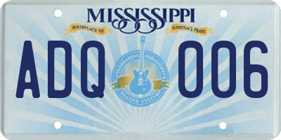 MS license plate ADQ006