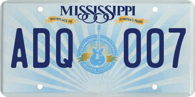 MS license plate ADQ007