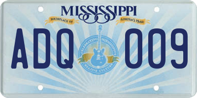MS license plate ADQ009