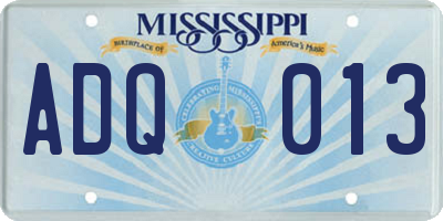 MS license plate ADQ013