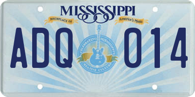 MS license plate ADQ014
