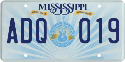 MS license plate ADQ019