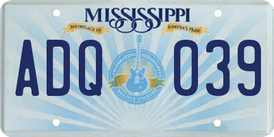 MS license plate ADQ039