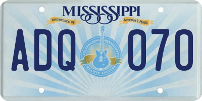 MS license plate ADQ070