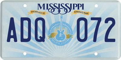 MS license plate ADQ072