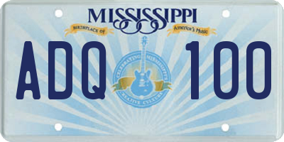 MS license plate ADQ100