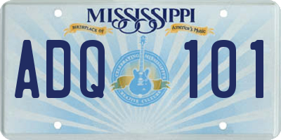 MS license plate ADQ101