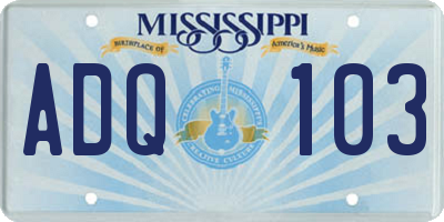 MS license plate ADQ103