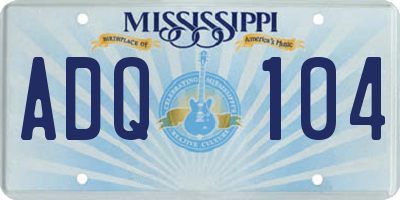 MS license plate ADQ104