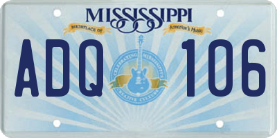 MS license plate ADQ106