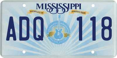 MS license plate ADQ118