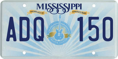 MS license plate ADQ150