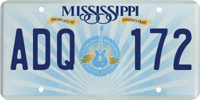 MS license plate ADQ172
