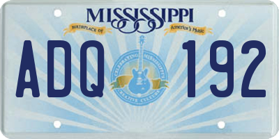 MS license plate ADQ192