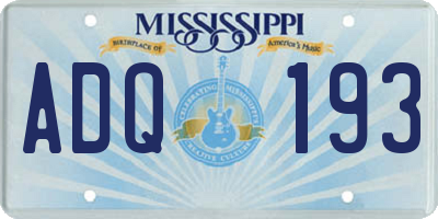 MS license plate ADQ193
