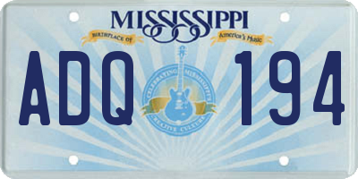 MS license plate ADQ194