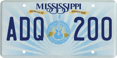MS license plate ADQ200