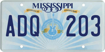 MS license plate ADQ203