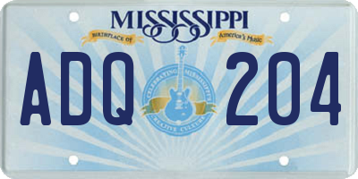 MS license plate ADQ204