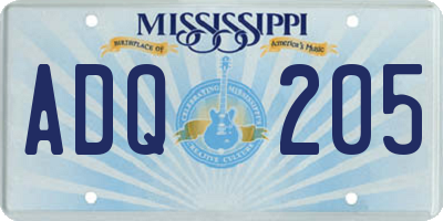 MS license plate ADQ205