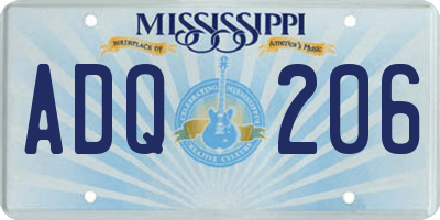MS license plate ADQ206