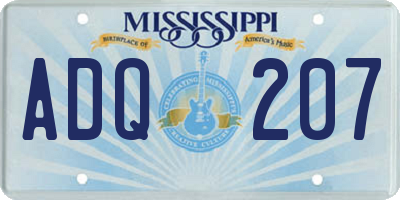 MS license plate ADQ207