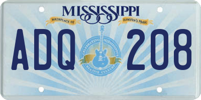 MS license plate ADQ208