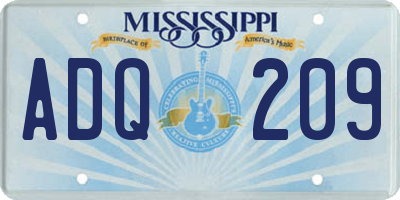 MS license plate ADQ209